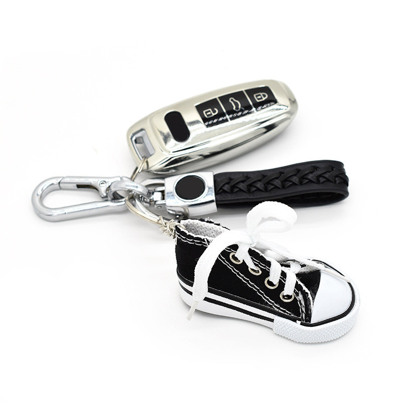 1 vnt. Motociklo dviračio pėdos atrama Mini Mieli Batai Kūrybingi automobilių raktų pakabukai motociklų dviračių trikojo drobinių batų dekoravimo dangteliu