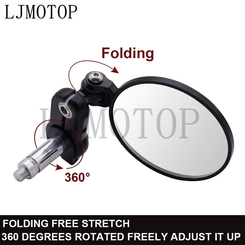 Motocyklové zrkadlá 3-palcové okrúhle skladacie bočné zrkadlá na konci tyče pre Honda CB125R CB650R CB190R CB250R CB300R CB400 CB500X CB1000R