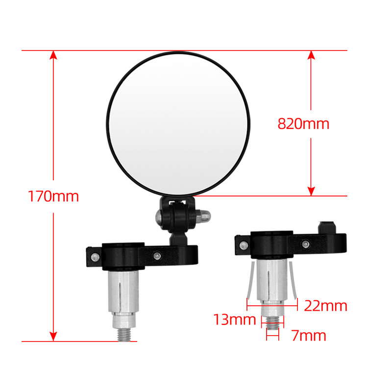 Motocyklové zrkadlá 3-palcové okrúhle skladacie bočné zrkadlá na konci tyče pre Honda CB125R CB650R CB190R CB250R CB300R CB400 CB500X CB1000R