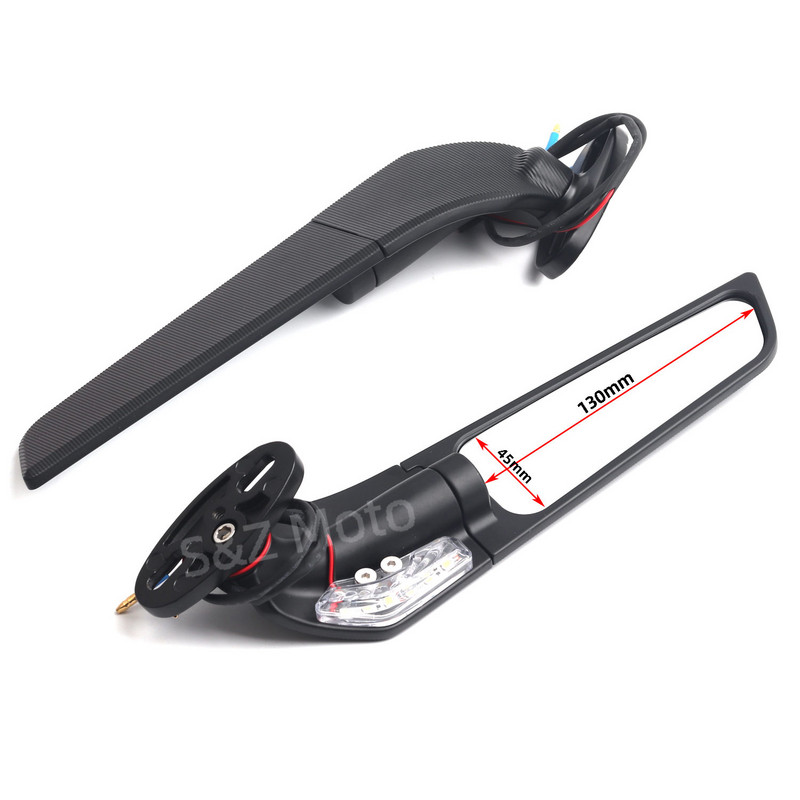 Pre Suzuki GSXR 600 750 1000 GSX1300R GSX650F GSX-R Modifikované veterné krídlo, nastaviteľné otočné spätné zrkadlá so svetlami