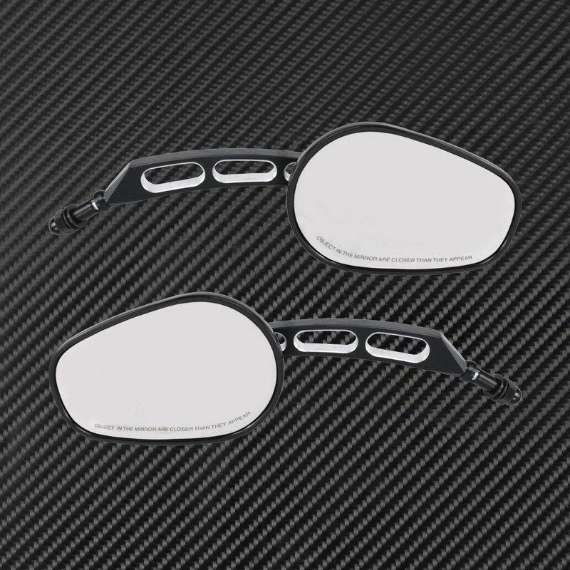 Universalūs motociklo 8 mm galinio vaizdo šoniniai veidrodėliai juodi, skirti Harley Sportster XL1200 XL883 Touring Dyna Fatboy Street Bob Softail