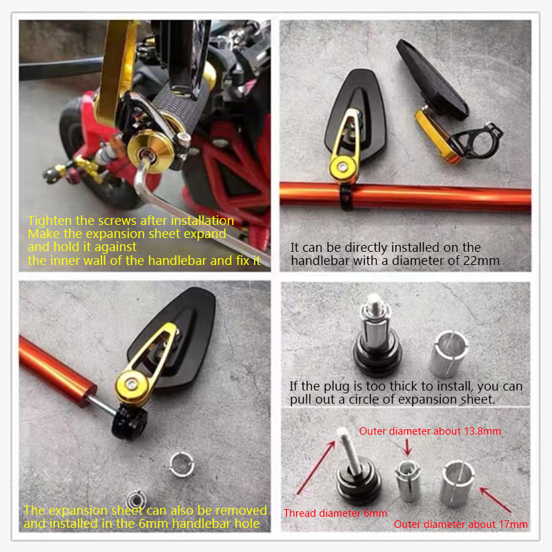 7/8" 22 mm poluga Stražnja ogledala Dodaci za motocikle Motocikli Skuteri Retrovizor Bočna ogledala Moto za Cafe Racer