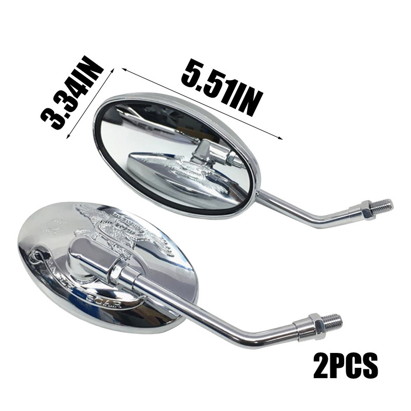 Universaalsed mootorratta ovaalsed kroomitud tahavaatepeeglid 10 mm mootorratta küljepeegel Yamaha xt 600 virago 125 535 1100 vmax 1200 jaoks