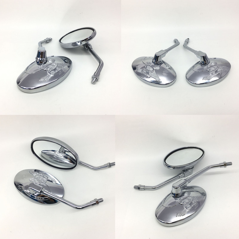 Universaalsed mootorratta ovaalsed kroomitud tahavaatepeeglid 10 mm mootorratta küljepeegel Yamaha xt 600 virago 125 535 1100 vmax 1200 jaoks