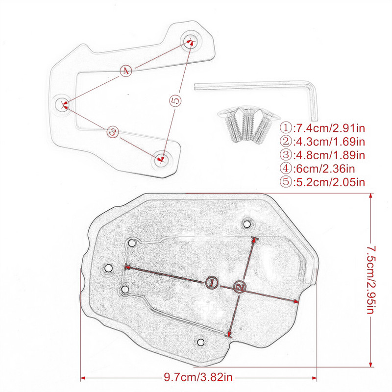 Suport CNC pentru motociclete, suport lateral pentru picior, placa de susținere a plăcuței de extensie pentru Honda CRF1100L CRF 1100 L L4 Africa Twin 2020-2023