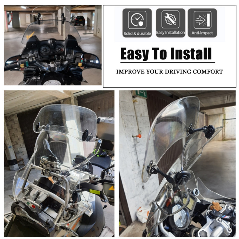 Motociklui reguliuojamas priekinis stiklas, vėjo deflektorius, pailginamas priekinis stiklas, skirtas BMW R1200GS, skirtas KAWASAKI, skirtas YAMAHA, skirtas HONDA