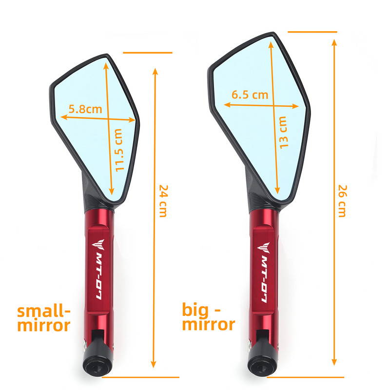 Universaalsed mootorrattatarvikud CNC-alumiiniumist sinise objektiiviga tahavaate küljepeegel Yamaha MT-07 MT07 jaoks 2014-2020