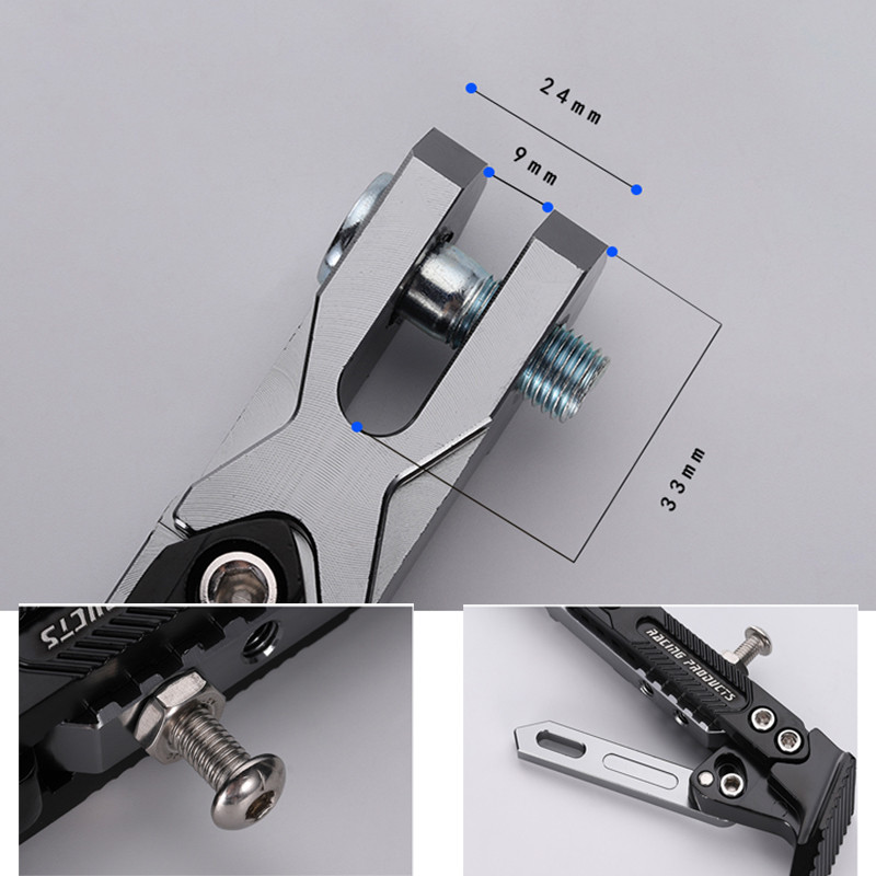 Állítható CNC fém motorkerékpár lábtartó rúgás oldalsó konzol Tartós korrózióálló konzol motorkerékpár állvány