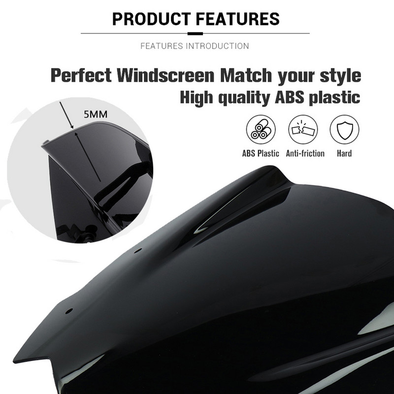 BMW G310R G 310R 2017-2022 esiklaasi esiklaasile koos kinnitusklambriga Mootorratta tarvikud Deflektor G310 R ABS plastik