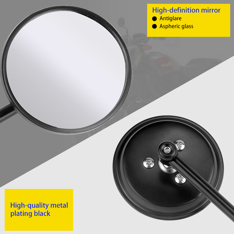 Oglindă retrovizoare laterală pentru motocicletă cu șuruburi de 10 mm Motocicletă universală rotundă pătrată retro modificată pentru Honda pentru yamaha