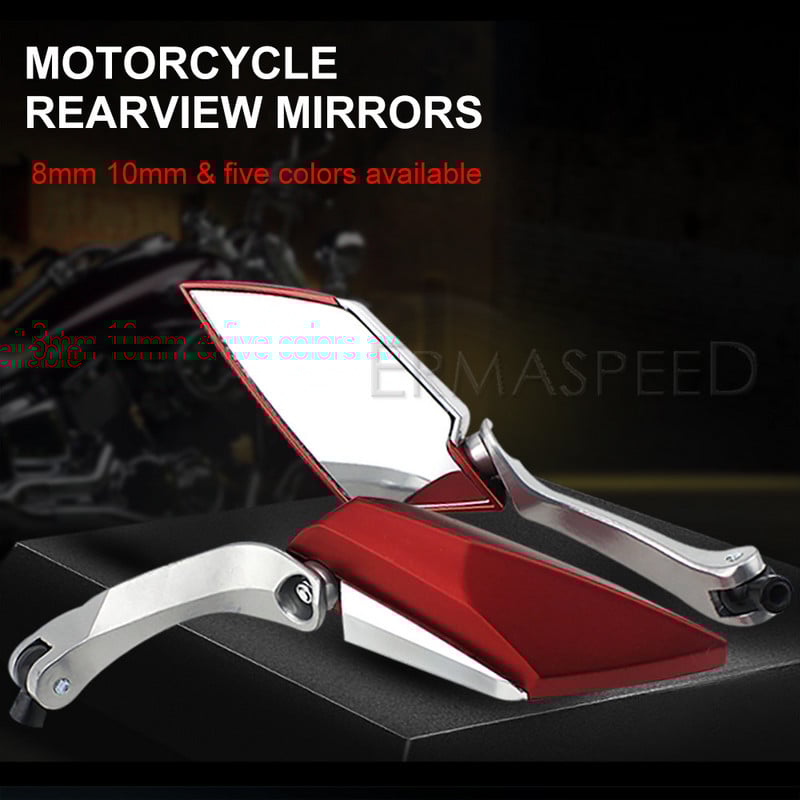 Motocyklové zrkadlo z uhlíkových vlákien, červené spätné zrkadlá na skúter, 8 mm, 10 mm, bočné zrkadlo pre motorku, skúter, príslušenstvo pre pouličné bicykle