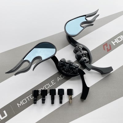 KRÓMOS SKULL FLAME VISSZAPILÁGÍTÓ TÜKRÖK HARLEY DYNA SOFTAIL SPORTSTER ROAD KIRÁLYHOZ