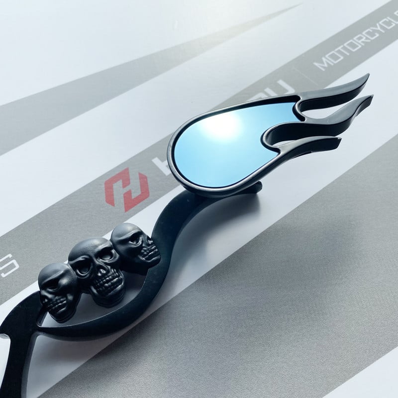 KRÓMOS SKULL FLAME VISSZAPILÁGÍTÓ TÜKRÖK HARLEY DYNA SOFTAIL SPORTSTER ROAD KIRÁLYHOZ