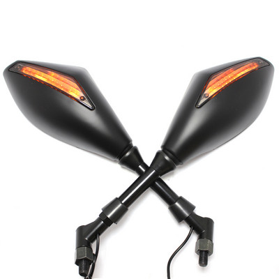 1 pereche de oglinzi retrovizoare cu LED-uri de semnalizare pentru motociclete negre pentru motociclete Honda Suzuki Kawasaki Yamaha Ducati Street Scooter