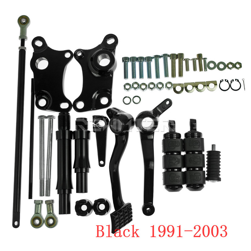 Prednje komande motocikla Kompletan komplet klinova poluge veze crno/kromirani set za Harley Sportster 883 1200 XL 1991-2014 15-22