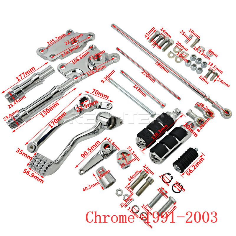 Prednje komande motocikla Kompletan komplet klinova poluge veze crno/kromirani set za Harley Sportster 883 1200 XL 1991-2014 15-22
