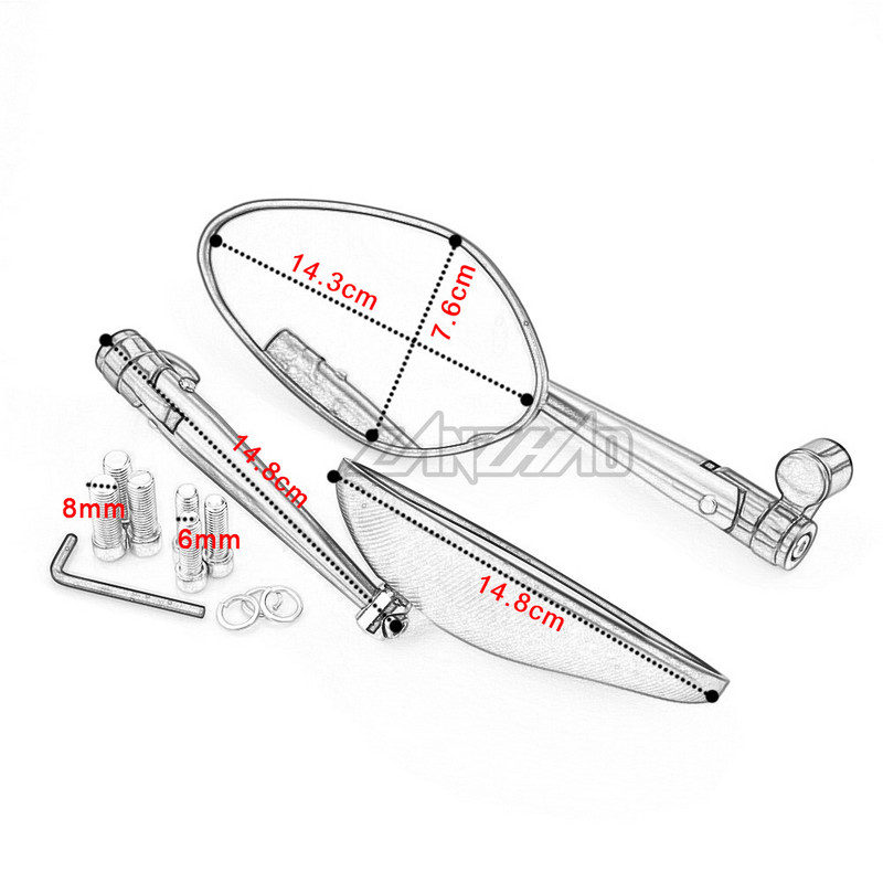 CNC hliníkové spätné zrkadlá na motocykle, veľké modré sklenené riadidlá, univerzálne pre Honda, Kawasaki, Yamaha, Suzuki, Kymko, BMW