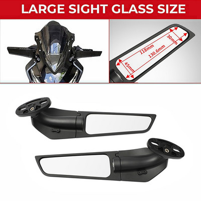 Oglinzi retrovizoare rotative reglabile cu aripi de vant universale pentru Yamaha R6 R1 R3 YZF R125 CBR650R CBR Kawasaki Ninja 400 650 ZX6R H2