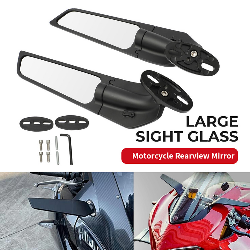 Oglinzi retrovizoare rotative reglabile cu aripi de vant universale pentru Yamaha R6 R1 R3 YZF R125 CBR650R CBR Kawasaki Ninja 400 650 ZX6R H2