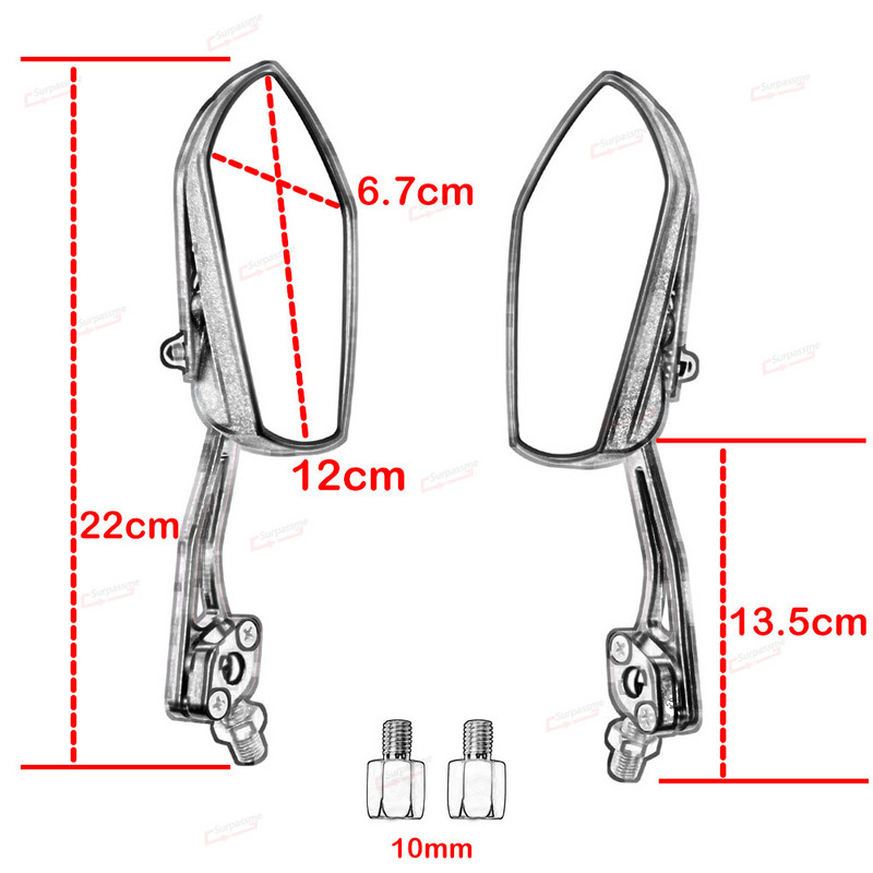 1 par univerzalnih retrovizora za motocikle Podesivo bočno retrovizor za skuter E-bicikl Dirt Bike Dodaci za motocikl