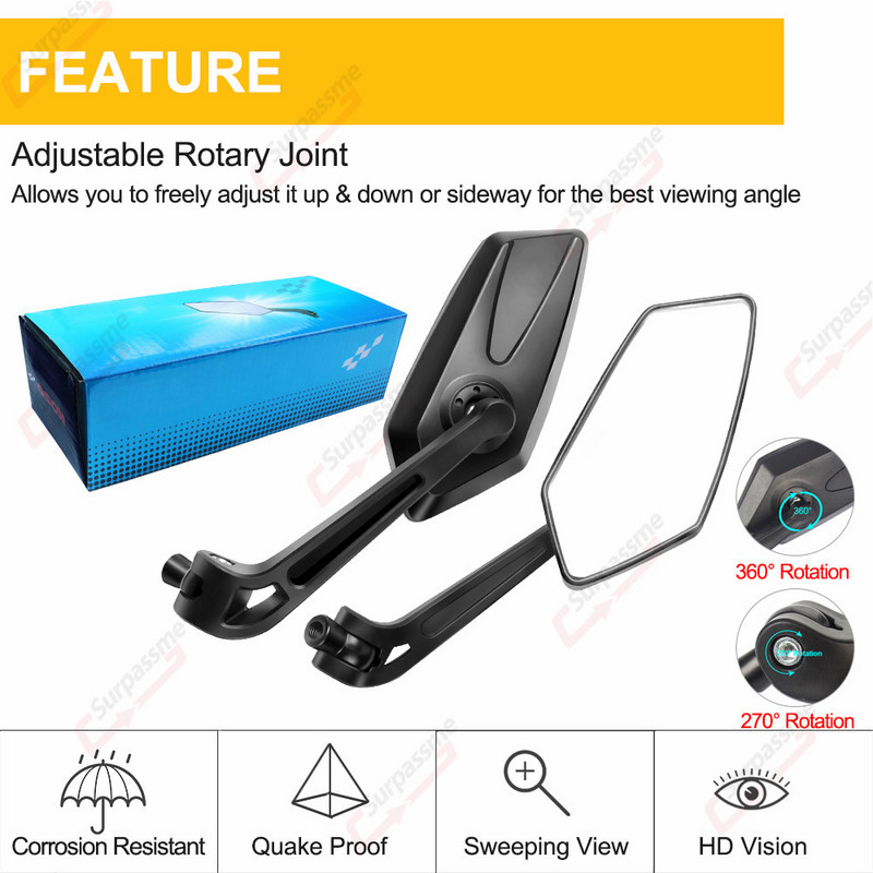 Univerzális visszapillantó tükrök 7/8 hüvelykes kormányra szerelhető motorkerékpár robogó moped elektromos kerékpár oldalsó visszapillantó tükör tartozékok