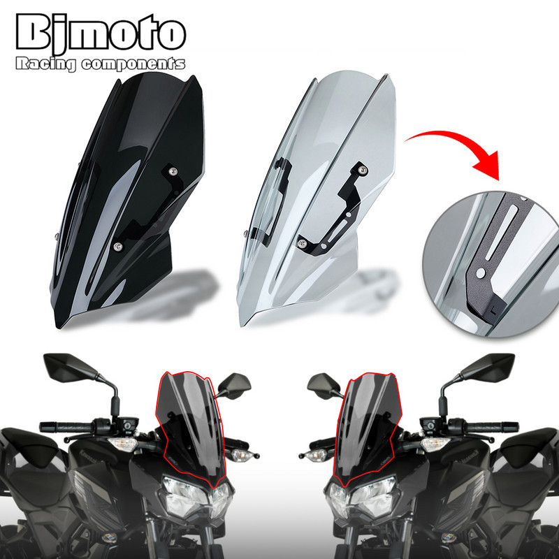 Čelné sklo na motocykel BJMOTO pre Kawasaki Z250 Z400 2019 2020 s montážnym držiakom