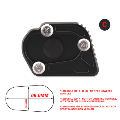 Bočný stojan na motocykel, zväčšovací, predĺžený, vhodný pre BMW R1200GS LC R1200 GS ADV R1250GS Adventure R 1250 GS 2013-2021, čierny CNC