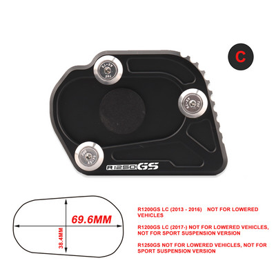 Bočný stojan na motocykel, zväčšovací, predĺžený, vhodný pre BMW R1200GS LC R1200 GS ADV R1250GS Adventure R 1250 GS 2013-2021, čierny CNC