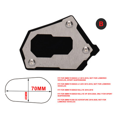 Bočný stojan na motocykel, zväčšovací, predĺžený, vhodný pre BMW R1200GS LC R1200 GS ADV R1250GS Adventure R 1250 GS 2013-2021, čierny CNC