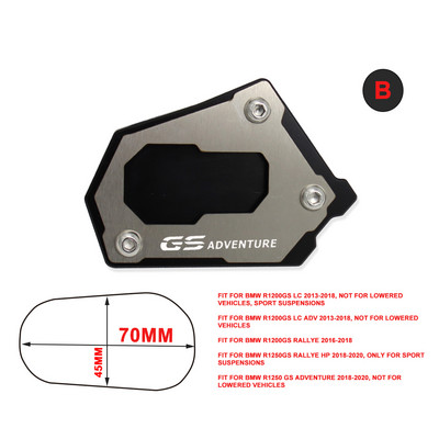 Bočný stojan na motocykel, zväčšovací, predĺžený, vhodný pre BMW R1200GS LC R1200 GS ADV R1250GS Adventure R 1250 GS 2013-2021, čierny CNC