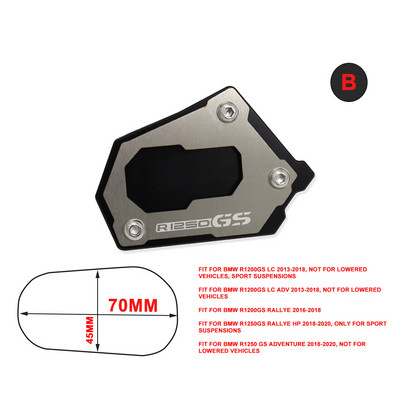 Bočný stojan na motocykel, zväčšovací, predĺžený, vhodný pre BMW R1200GS LC R1200 GS ADV R1250GS Adventure R 1250 GS 2013-2021, čierny CNC