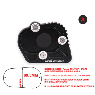 Bočný stojan na motocykel, zväčšovací, predĺžený, vhodný pre BMW R1200GS LC R1200 GS ADV R1250GS Adventure R 1250 GS 2013-2021, čierny CNC