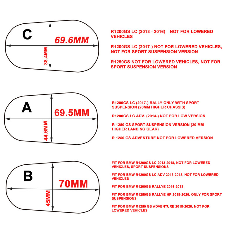 Bočný stojan na motocykel, zväčšovací, predĺžený, vhodný pre BMW R1200GS LC R1200 GS ADV R1250GS Adventure R 1250 GS 2013-2021, čierny CNC
