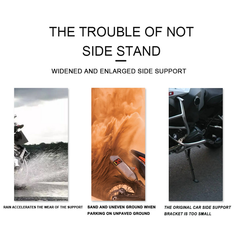 Bočný stojan na motocykel, zväčšovací, predĺžený, vhodný pre BMW R1200GS LC R1200 GS ADV R1250GS Adventure R 1250 GS 2013-2021, čierny CNC