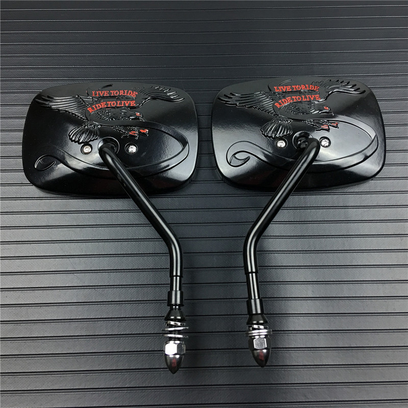 Motorkerékpár Módosított fém sas visszapillantó tükrök Harley Sportster XL 883 1200 Fat boy V-Rod Softail Dyna Touring Road Kinghez