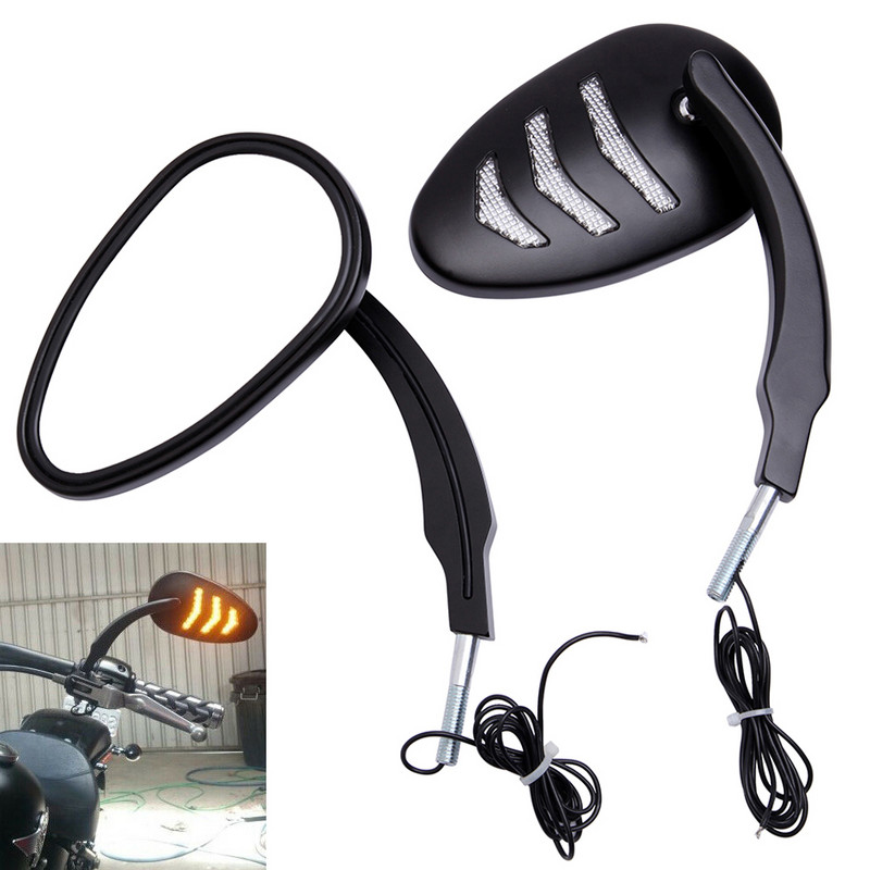 2 buc. Oglinzi laterale retrovizoare pentru motociclete cu semnalizare LED pentru oglinzi laterale pentru motociclete Harley 2008-2013