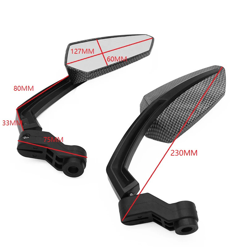 1 pár 8/10 mm-es fekete szénszálas stílusú univerzális motorkerékpár tükrök motocross visszapillantó tükrök motoros robogó oldalsó tükör