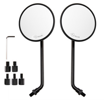 E-mark 1Pair 8mm 10mm Chrome/Black Motorcycle Mirrors Scooter Round Mirror For Honda CB 350 450 550 600 650 750 900