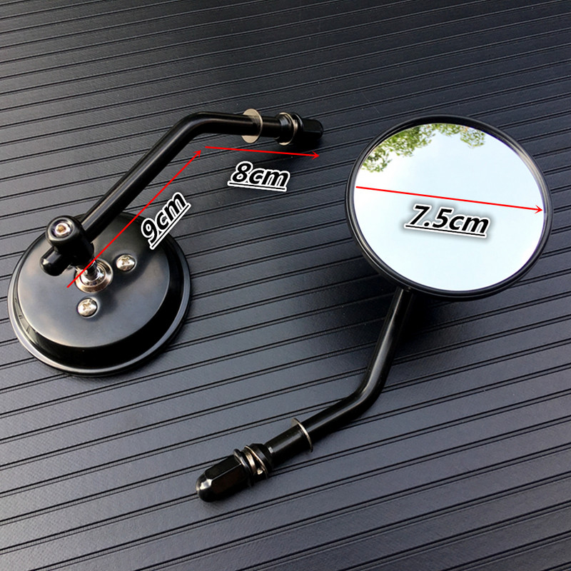 Čierne/chrómové motocyklové zrkadlá s 8mm závitom, spätné zrkadlo pre Harley XL 883 Road King CB400 GN250