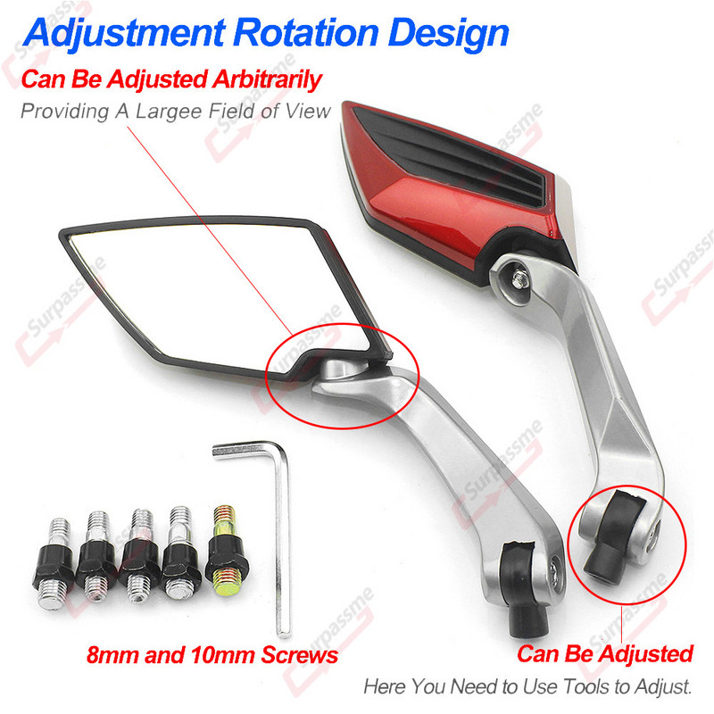 Univerzális motorkerékpár tükör alumínium elektromos robogó oldalsó tükör E-bike elektromos kerékpár motorkerékpár visszapillantó tükrök egy pár