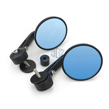 Μοτοσικλέτα στρογγυλή μπάρα τιμονιού Καθρέφτες πίσω όψης μπλε γυαλί για Vespa GTS Sprint Primavera 150 300 125 250 LX GTV LXV