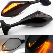 2 buc. Oglinda retrovizoare pentru ghidon pentru motociclete cu lumini LED de semnalizare