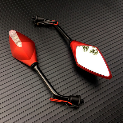 2 vnt./pora motociklo LED posūkio signalai galinio vaizdo veidrodėlis motoroleris E-dviračio galinio vaizdo veidrodžiai Galinės pusės išgaubtas veidrodis 10 mm