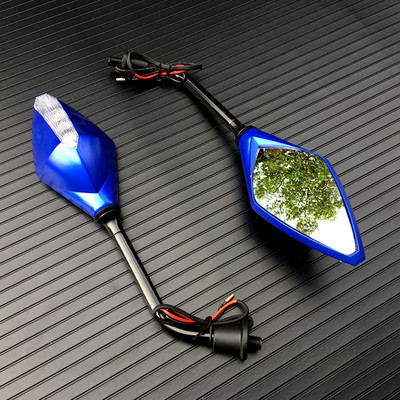 2 vnt./pora motociklo LED posūkio signalai galinio vaizdo veidrodėlis motoroleris E-dviračio galinio vaizdo veidrodžiai Galinės pusės išgaubtas veidrodis 10 mm