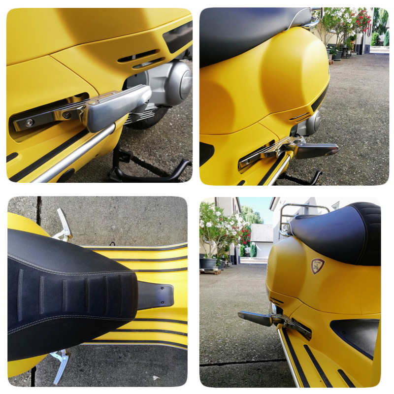 Vespa GT GTS GTV-hez 60 125 150 200 250 300 300ie Motorkerékpár-tartozékok Utas lábszár hosszabbítók Meghosszabbított lábtartók