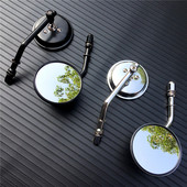 8mm čierne/chrómové motocyklové zrkadlo s krátkym driekom, 3" okrúhle spätné zrkadlo pre Harley Dyna Bobber Chopper Old School 1982-2020