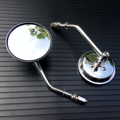 8mm čierne/chrómové motocyklové zrkadlo s krátkym driekom, 3" okrúhle spätné zrkadlo pre Harley Dyna Bobber Chopper Old School 1982-2020