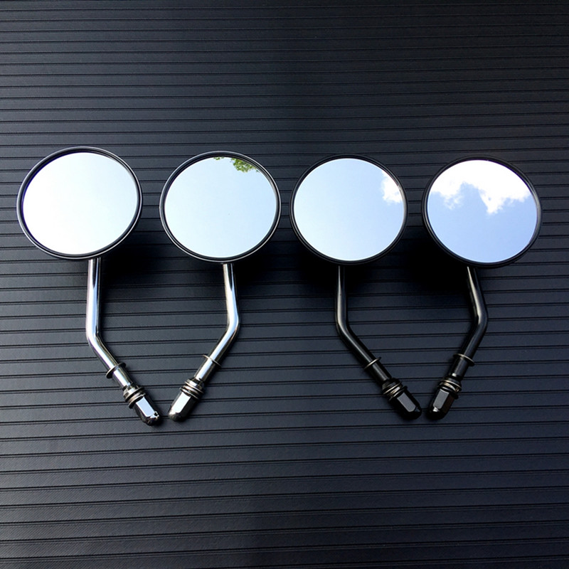 8mm čierne/chrómové motocyklové zrkadlo s krátkym driekom, 3" okrúhle spätné zrkadlo pre Harley Dyna Bobber Chopper Old School 1982-2020