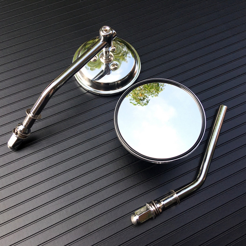 8mm čierne/chrómové motocyklové zrkadlo s krátkym driekom, 3" okrúhle spätné zrkadlo pre Harley Dyna Bobber Chopper Old School 1982-2020