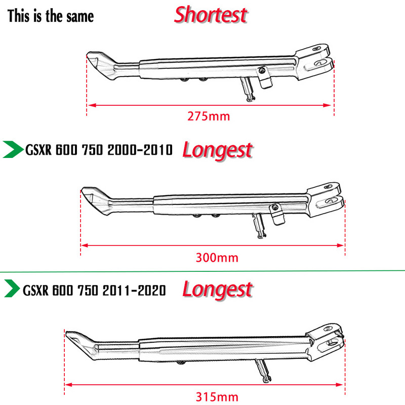 Nastaviteľný bočný stojan na motocykel pre Suzuki GSXR600 GSXR750 2000-2010 GSXR GSX-R 600 750 2011-2021 2020 2019 2018 2017